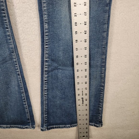 Plus Size Blue Denim Stretch High Rise Embroidered Classic Western Bootcut Jeans - Picture 9 of 16